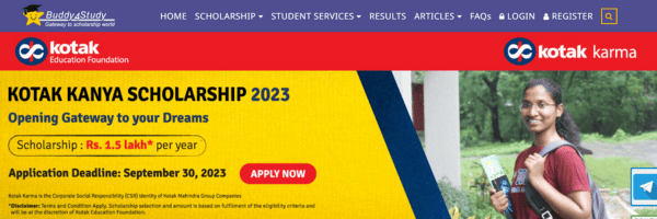Step 1- Apply online: Kotak Kanya Scholarship 2023